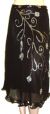 Bead Embellished Tea Length Skirt in Black/Multi